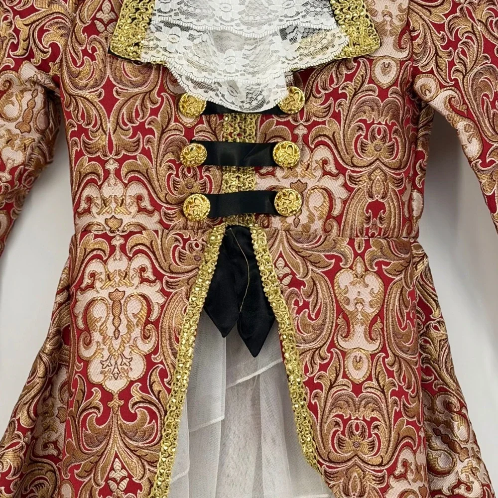 Chasing Fireflies Costume Jacket Boys Size 6 Red Gold Brocade Victorian Prince
